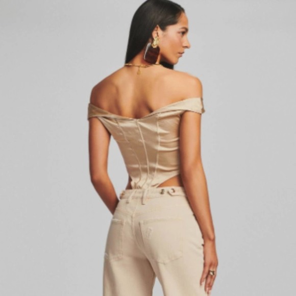 NEW Retrofete Rozik Silk Champagne Bodysuit - Picture 2 of 5